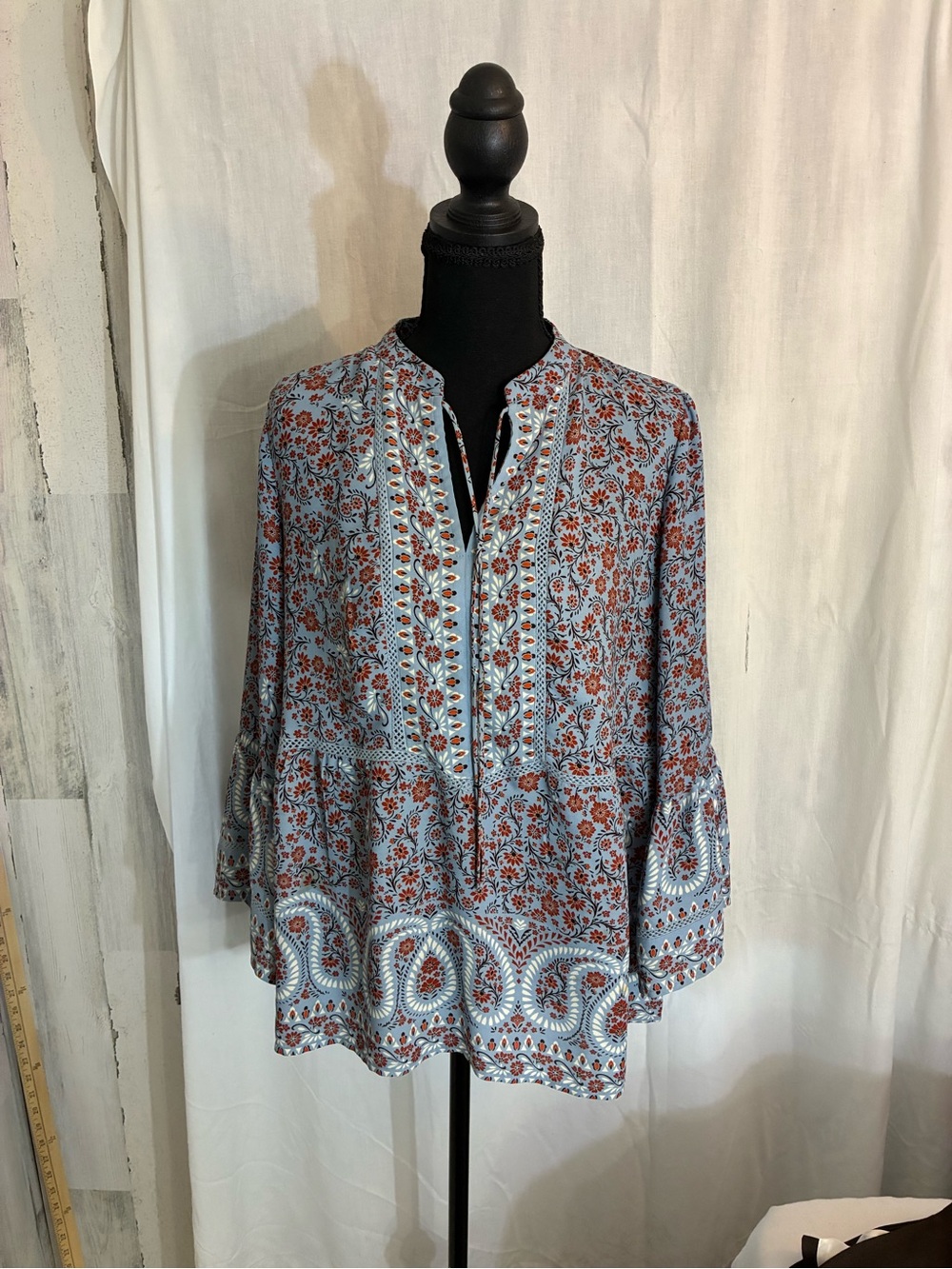 Fever Blue Tunic with Rust Floral Print